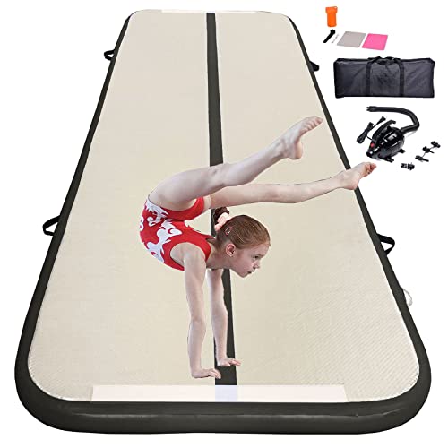 Air Track Tumbling Mat 10ft 13ft 16ft 20ft Air Mat Gymnastic Tumble Track Inflatable Gymnastics Mat Cheer Tumbling Training Equipment for Home Kids Yoga/Water/Dance(3m, black)