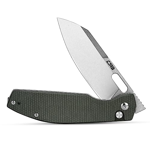 CJRB Pocket EDC Knife Ekko(J1929) Button Lock Small Folding Knife AR-RPM9 Steel Blade and Green Micarta Handle Outdoor for Men Women for Gifts