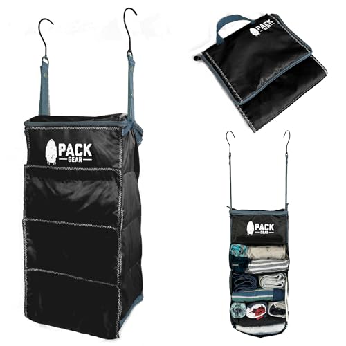 Pack Gear Hanging Luggage Organizer - Our Carry On Closet Insert Fits Any Carry-On - Our Hanging Luggage Organizer Uses Velcro to Allow Quick Access to your Clothes (Solid Black, Carry-On Size)