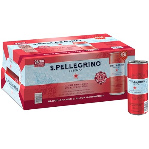 S.Pellegrino Essenza Blood Orange Black Raspberry Flavored Mineral Water with Natural CO2 Added 24 PACK