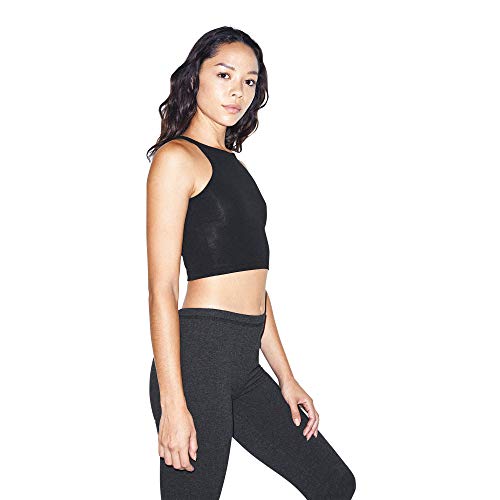 American Apparel womens Cotton Spandex Sleeveless Crop Top Shirt, Black, Large US