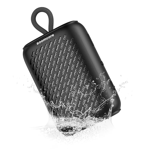 Boomcore Portable Bluetooth Speakers, Waterproof Small Speaker with Stereo Sound, 12H Playtime, Wireless Bluetooth Speaker IPX7 for Outdoor, Shower - Black