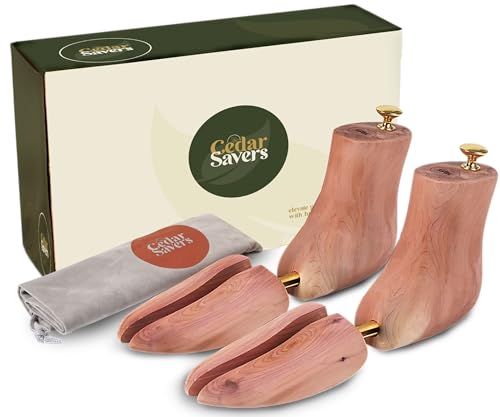 CedarSavers Boot Tree For Men - Natural Aromatic Cedar Wood Boot Shoe Tree Grown In USA - Storage Bag Included - Great Gift For Men (Large / 9-10.5 US)