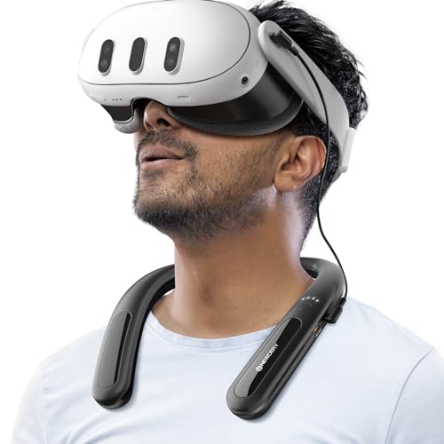 NEWDERY Battery Pack for Meta Quest 3/2, 10000mAh Hanging Neck Power Bank for Extra 3-5H Playtime, PD Fast Charger for VR Oculus Quest 3/2 / 1 / Pro, Pico 4/4 Pro, HTC Vive, PSVR 2