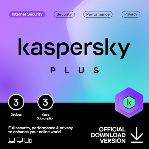 Kaspersky Plus Internet Security 2024 | 3 Devices | 3 Years | Anti-Phishing and Firewall | Unlimited VPN | Password Manager | Online Banking Protection | PC/Mac/Mobile | Online Code
