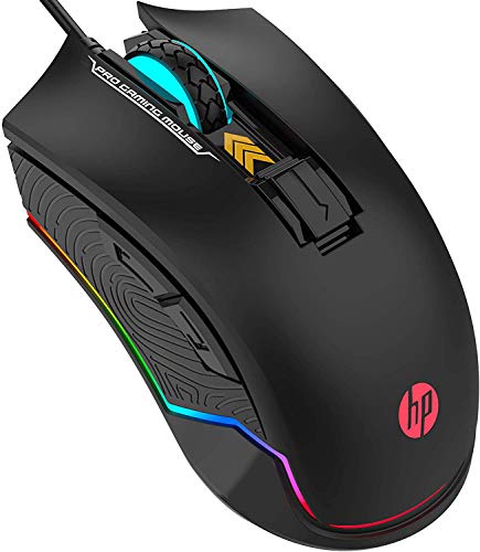 HP Wired Gaming Mouse LED RGB Backlit Adjustable 6200 DPI 6 Programmable Buttons Ergonomic USB Mice for Gamers