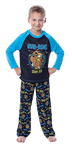 INTIMO Scooby-Doo Boys' Scooby Shaggy Ruh-Roh! Raglan Sleep Pajama Set (8) Black