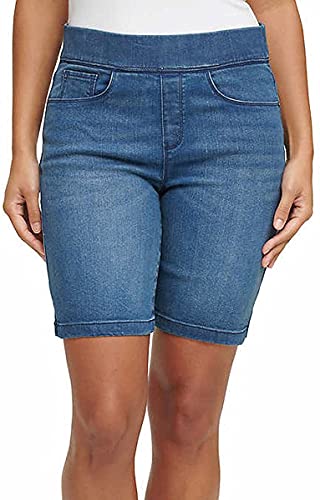 DKNY Jeans Women's Comfort Stretch Pull-On Bermuda Short (Medium Wash, Small)