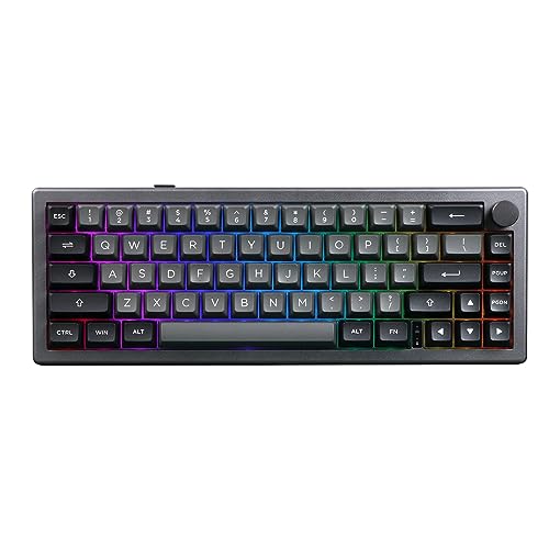 EPOMAKER EK68 65% Gasket NKRO Hot Swappable 2.4Ghz/Bluetooth 5.0/USB-C Wired Mechanical Gaming Keyboard with Knob, South-Facing LED, 3000mAh Battery, RGB Backlight for Win/Mac (Wisteria Linear Switch)