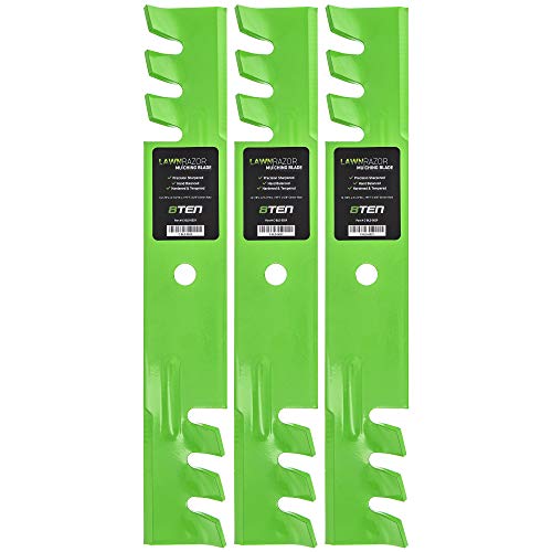 8TEN LawnRAZOR Mower Blade for Ferris 5020843 Exmark 1520843 103-2527 Ariens 4919100 (Toothed Mulching) 3 Pack