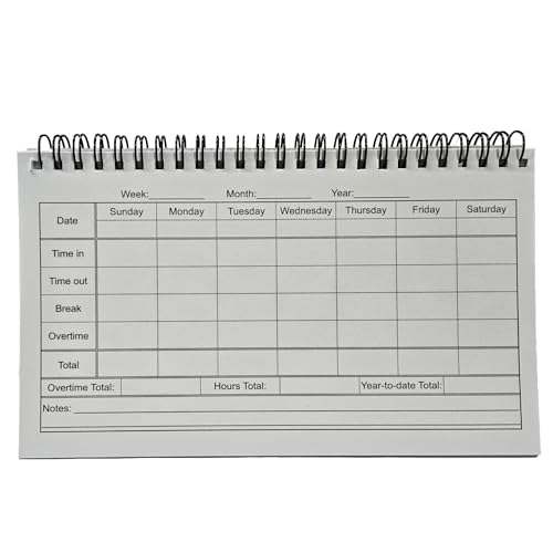 Weekly Time Clock Log Book 8.5 x 5 Spiral Bound - Track and Organize Your Weekly Hours | Time Tracking, Work Hours Record, Office Supplies