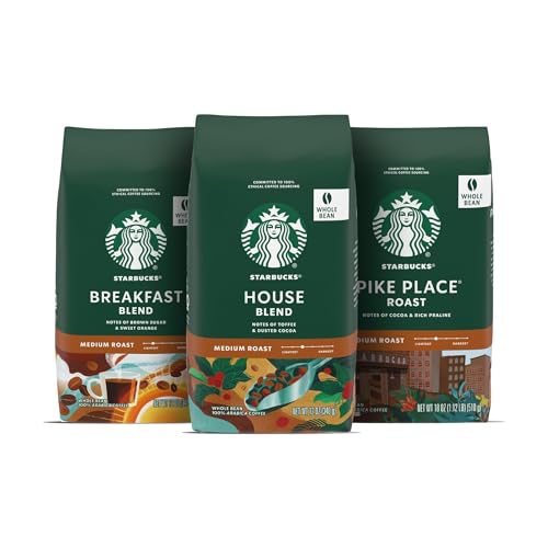 Starbucks Medium Roast Whole Bean Coffee, Variety Pack, 3 bags (12 oz each)