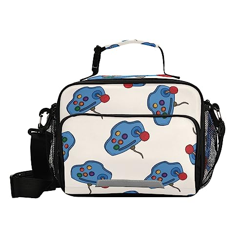Game Joystick Control Lunch Bag for Women Men Cartoon Gamepad Insulated Cooler Tote Bag with Adjustable Shoulder Strap Large Capacity Reusable Leakproof Picnic Lunch Box Outdoor for Adult Office
