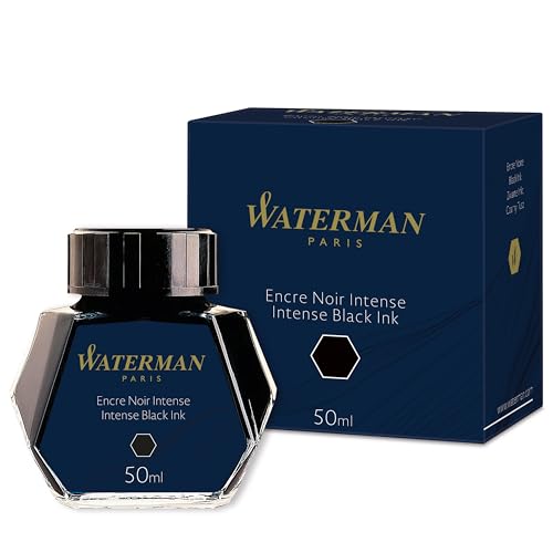 Waterman Fountain Pen Ink, Intense Classic Black, 50ml Convenient Screw-Top Closure Bottle