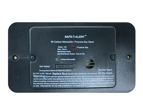 Safe-T-Alert 25-742-BL-TR Flush Mount Combination Carbon Monoxide/Propane Alarm with Trim Ring 12V DC Hard Wire - Black