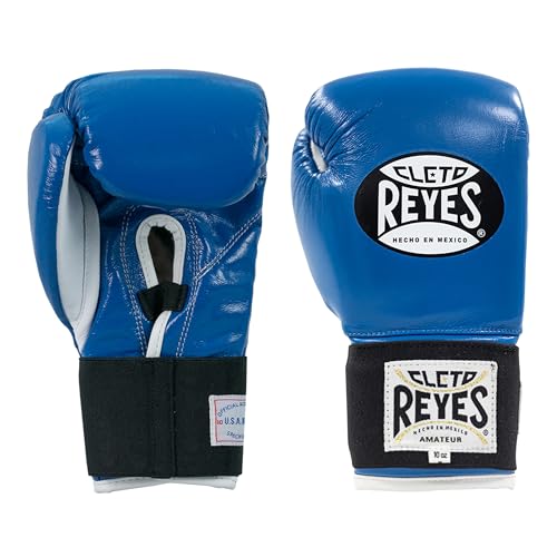 CLETO REYES Amateur Boxing Gloves for Sparring and Competition Matches for Men Women and Youth, MMA, Kickboxing, Muay Thai, Elastic with Hook and Loop Closure, 10 oz, Blue