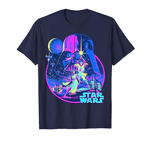 Star Wars Classic Bright Neon Poster Art Disney+ T-Shirt
