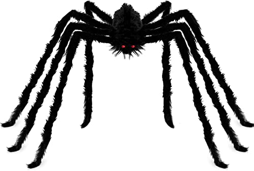Angelhood Halloween Decorations Giant Spider 6.6ft,Realistic Large Hairy Spider Scary Furry Spider Props for Indoor Outdoor Yard Party Halloween Decor