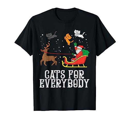 Cats For Everybody Christmas Cat Funny Xmas Women Santa T-Shirt