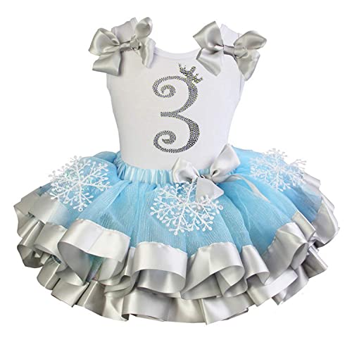 Kirei Sui Girls Princess Snowflake Satin Tutu and 3rd Birthday 3-8Y