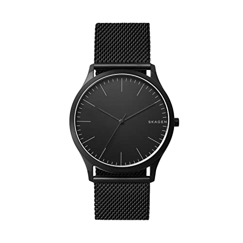 Skagen Men's Jorn Three-Hand Black Stainless Steel Mesh Band Watch (Model: SKW6422)