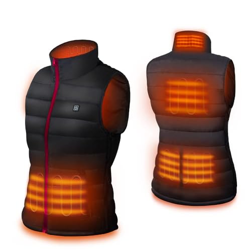 2023 Upgraded Dr. Prepare Women’s Heated Vest, Lightweight Heating Vest for Women with 3 Heating Levels, 6 Heating Zones, Adjustable Size, and USB Plug for Hiking Camping (Battery Pack Not Included)