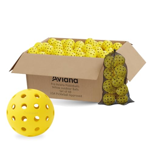 Pro Aviana Outdoor Pickleball Balls - USAPA Approved for Tournament Play 6, 12 & 48 Packs | Durable 40-Hole Design | Ideal for All Skill Levels | Pickleball Accessories | Pickleball Balls Outdoor