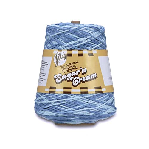 Lily Sugar N Cream Cones Faded Denim Yarn - 1 Pack of 14oz/400g - Cotton - #4 Medium - 706 Yards - Knitting/Crochet