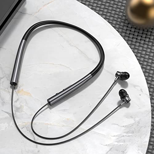 Sports Wireless High-Power Bluetooth Earphones - Double Ear Neck Hoop Ear Neck-Mounted Earphones - Neckband Headset with Built-in Noise Cancelling Microphone - Hi-Fi Stereo Gaming/235 (Color : Black