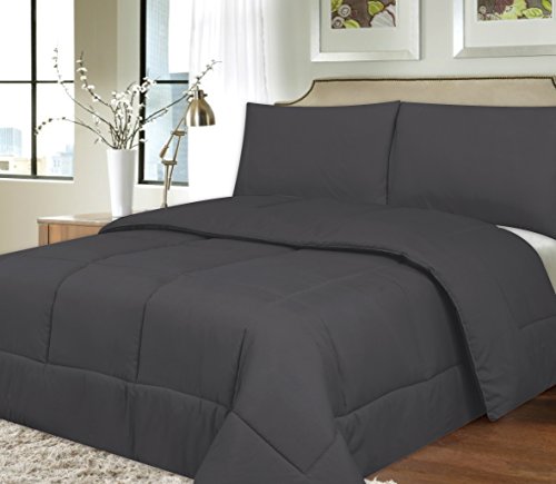 Sweet Home Collection Down Alternative Polyester Comforter Box Stitch Microfiber Bedding - King, Gray
