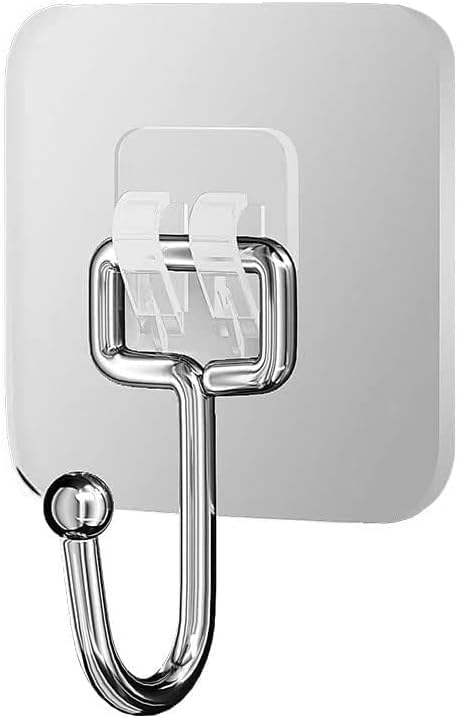 cnejucw Large Adhesive Hooks for Hanging Heavy Duty Wall Hooks 22 lbs Self Adhesive Towel Hook Waterproof Transparent Hooks 10 Pack (2023)