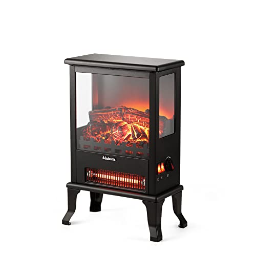 TURBRO Suburbs TS17Q Infrared Electric Fireplace Stove, 19' Freestanding Stove Heater with 3-Sided View, Realistic Flame, Overheating Protection, CSA Certified, for Small Spaces, Bedroom - 1500W