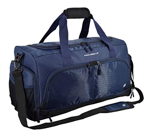 Ultimate Gym Bag 2.0: The Durable Crowdsource Designed Duffel Bag with 10 Optimal Compartments Including Water Resistant Pouch, Blue, Medium (20')