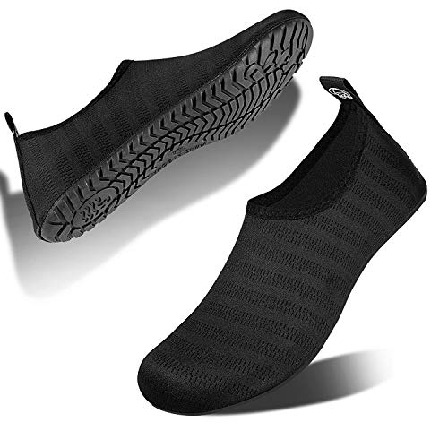 IceUnicorn Water Shoes Quick Dry Swim Aqua Barefoot socks for Women Men(Black Size 14)
