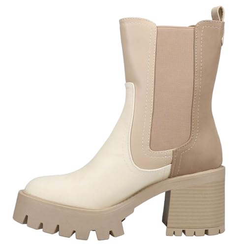 MIA Womens Remi Round Toe Lug Sole Casual Boots Mid Calf High Heel 3' & Up - Beige - Size 9 M