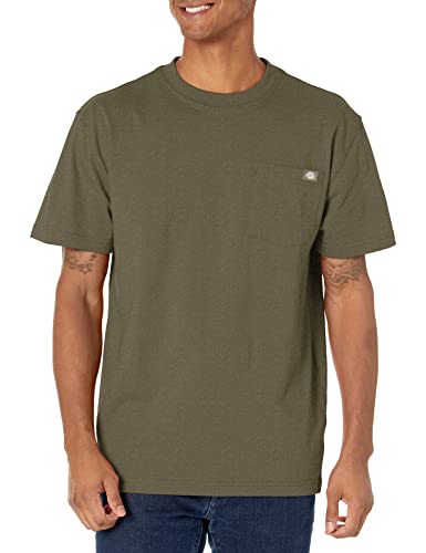 Dickies mens Heavyweight Crew Neck Short Sleeve Tee Henley Shirt, Black Olive, Medium US