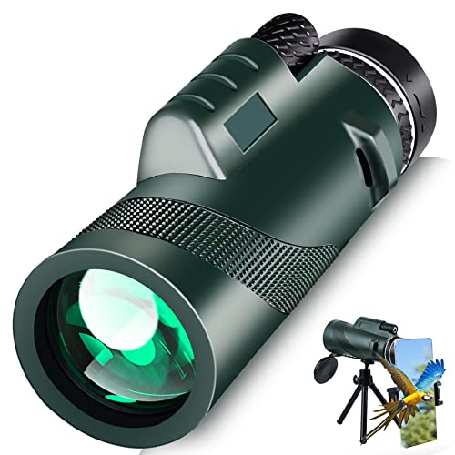80X100 Monocular Telescope, Monoculars for Adults High Powered, High Power HD Compact Monocular BAK-4 Prism and FMC Lens, Stargazing Hunting, Wildlife Bird Watching, Travel Camping, Hiking (Green)