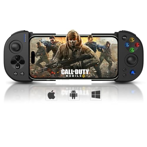 Joso Phone Game Controller for iPhone, Android, PC, Mobile Gaming Controller with Turbo, Hall Effect Joystick, Telescopic Bluetooth Controller for iPhone 15/14/13/12/Galaxy S23/S22/S21 Play COD Mobile