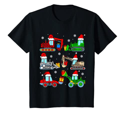 Kids Construction Excavator Christmas Tree for Boys Girls Toddler T-Shirt