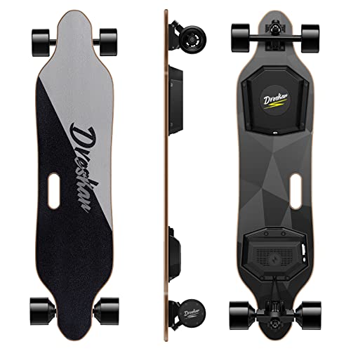 DresKar Electric Skateboard 900W Dual Brushless Motor 26MPH Top Speed 4 Speed Adjustment 12.5 Miles Range Electric Longboard with Wireless Remote Control 9 Layer Maple Deck Max Load 286Lbs (Upgraded)
