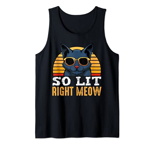 So Lit Right Meow Party Raver Cat Music Techno DJ Club Fan Tank Top