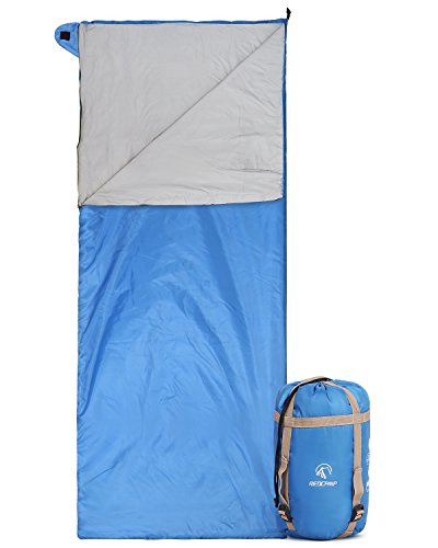REDCAMP Ultra Lightweight Sleeping Bag for Backpacking, Comfort for Adults Warm Weather, with Compression Sack Blue (75'x 32.5')