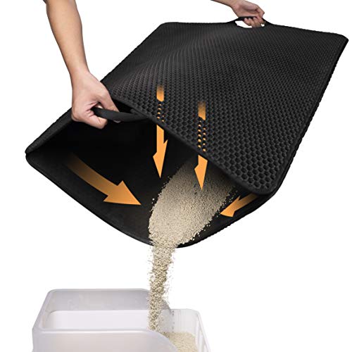 Conlun Cat Litter Mat Cat Litter Trapping Mat, Honeycomb Double Layer Design, Urine and Water Proof Material, Scatter Control, Less Waste，Easier to Clean,Washable