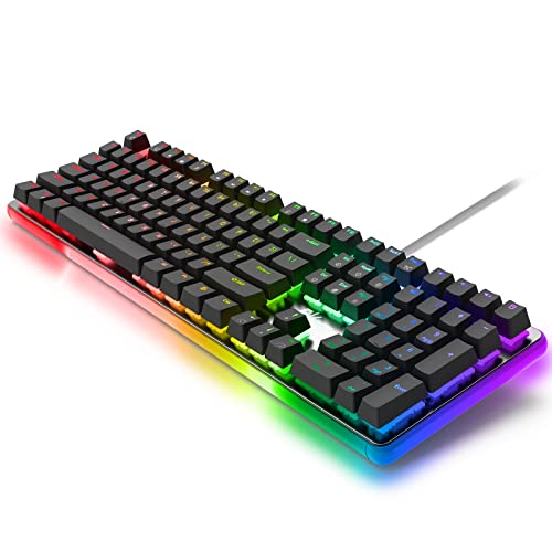 RK ROYAL KLUDGE RK918 Wired Mechanical Keyboard, RGB Backlit Gaming Keyboard with Large LED Sorrounding Side Lamp, Full Size 108 Keys Mechanical 100% Anti-Ghosting Computer Keyboard, Red Switch Black
