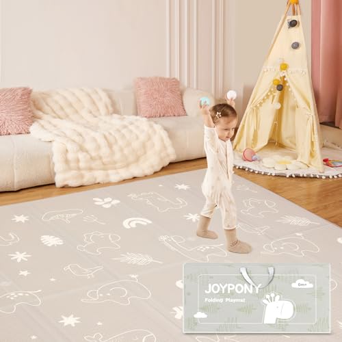 Joypony Baby Play Mat 79' X 71', Extra Large Foldable Play Mats for Babies and Toddlers, Waterproof & Anti-Slip Portable Baby Floor Mat for Tummy Time, Foam Baby Mat for Floor with Travel Bag