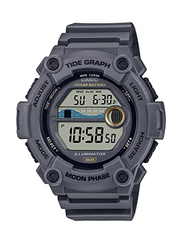 Casio Tide Graph Moon Phase Men's Sports Watch w/Illuminator (Model WS-1300H-8AV Gray)