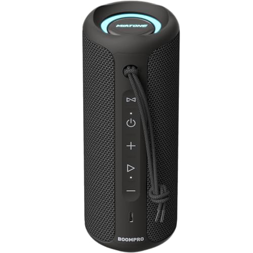 MIATONE Bluetooth Speakers 36W Portable Speaker with Stereo Sound Bass, Bluetooth 5.3 Wireless Speaker USB Type C Outdoor, 5000mAh 16H Playtime IPX7 Waterproof, Color Lights Speaker (Black)