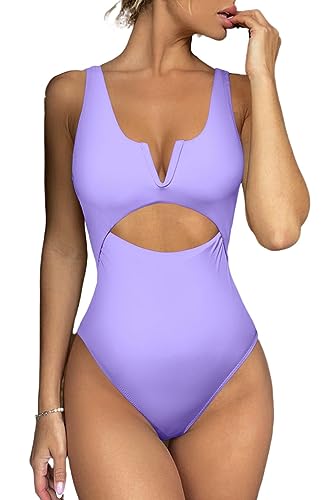 Meyeeka Womens Bathing Suits Sexy Swimsuit for Women Swimsuits Tummy Control Monokini XL Purple