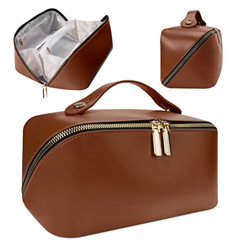 XASRVIR 2022 New Travel Makeup Aircraft Train Case Organizer Portable Artist Storage Bag for Cosmetics Jewelry Digital Accessories (Brown)