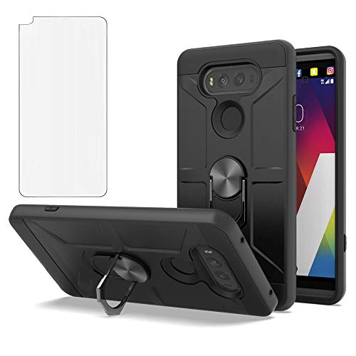 Phone Cases for LG V20 Case LG V20 LG V 20 Case LG V 20 with Tempere LG VS995/LG H990/LS997/LG H910 Case 360 Degree Rotating Ring Kickstand Hybrid Dual Layer Defender Case for LG V20-CH Black